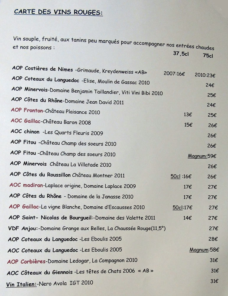 Vins rouges souples & fruités