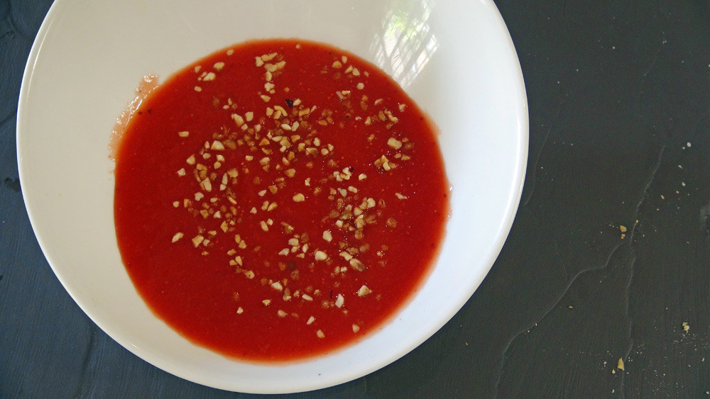 Gaspacho de fraise et au fruit de la passion