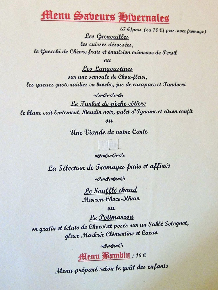 Menu "Saveurs Hivernales"