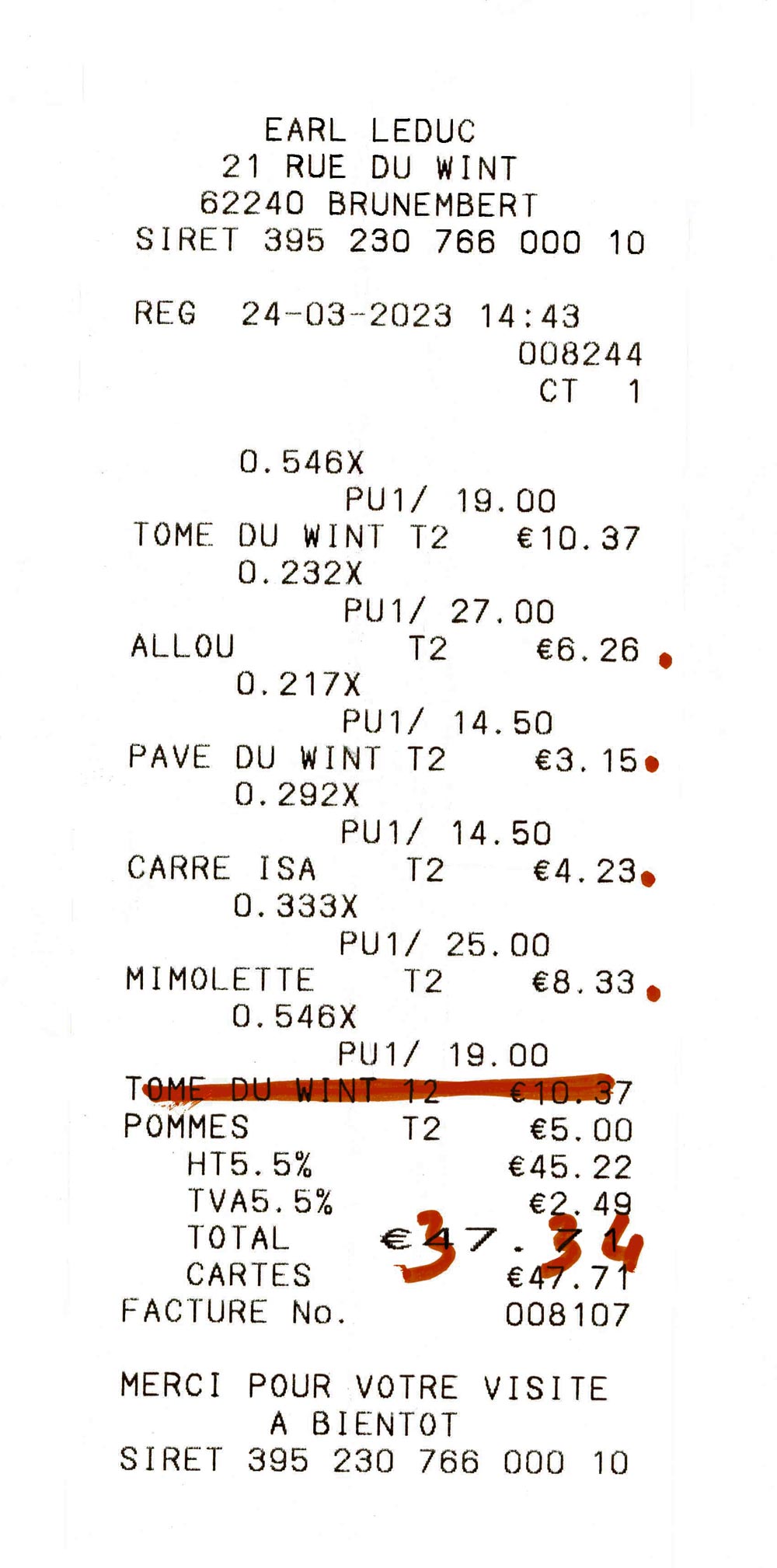 Ticket de caisse