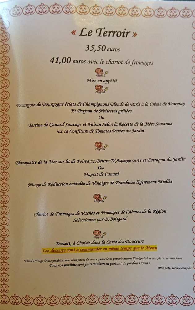 Menu "Le Terroir"