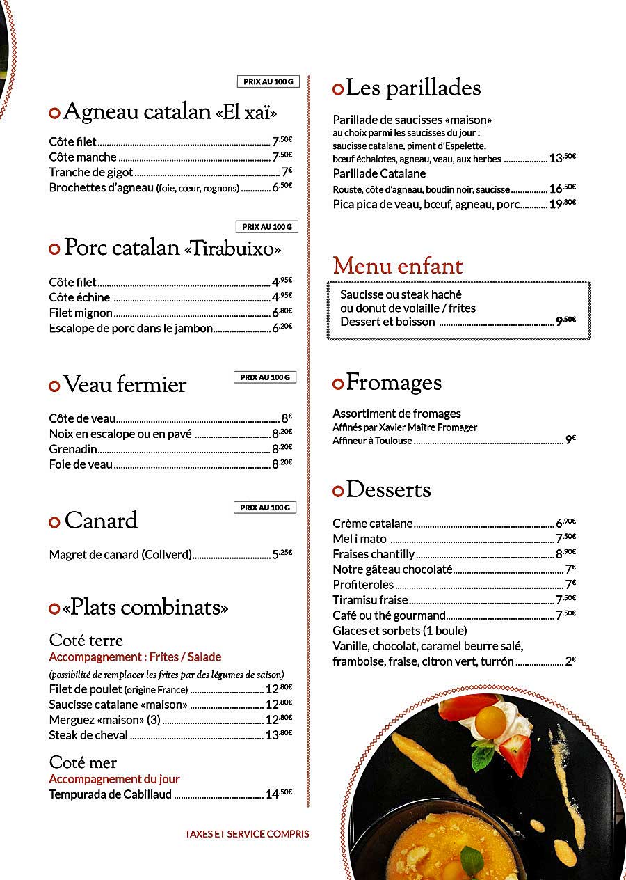 Carte, partie boucherie
