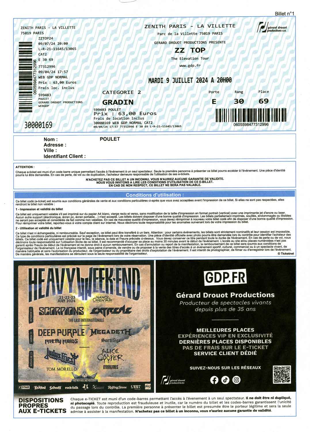 Mon billet