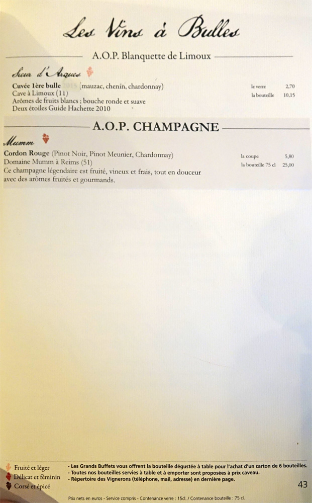 Vins à bulles : AOP Blanquette de Limoux - AOP Champagne