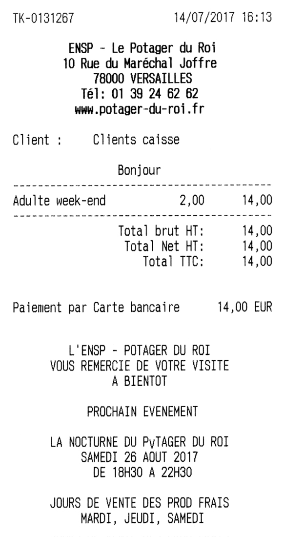 Ticket d'entrée