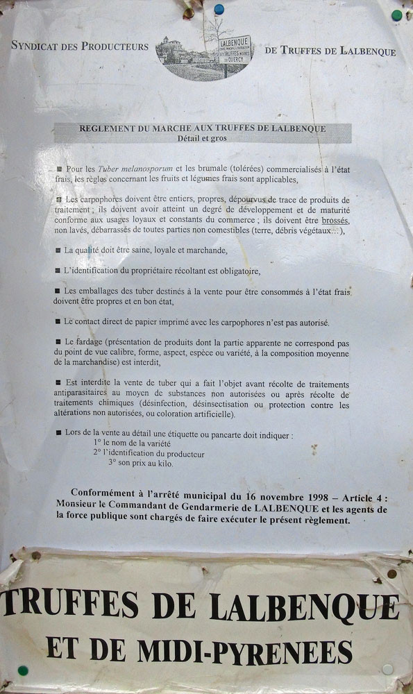 Le règlement du marché de Lalbenque