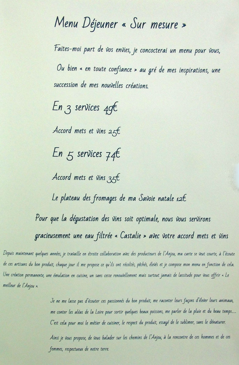 Menu déjeuner "Sur mesure"