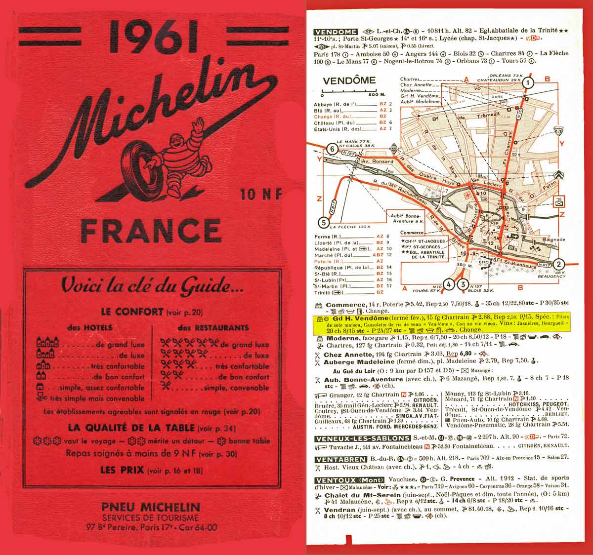 Michelin 1961 et son étoilé de l'époque à Vendôme (Fakenews de la NR)