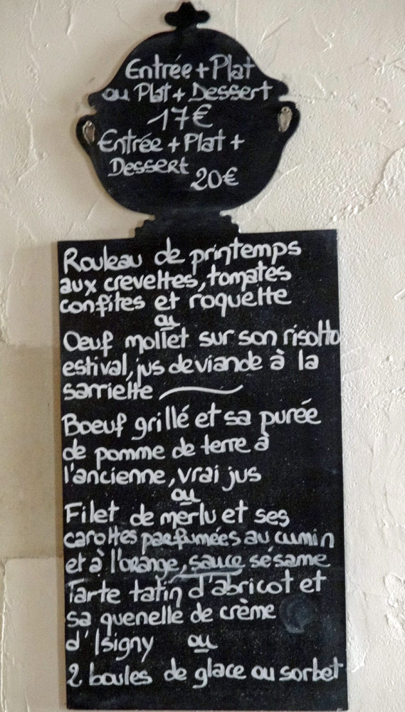 Le menu du jour