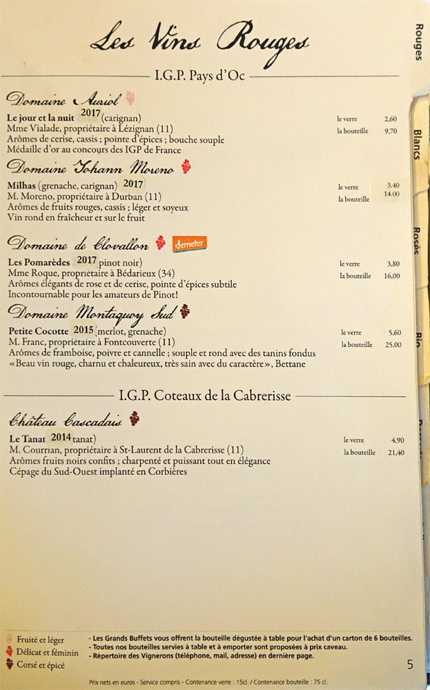 Vins rouges : IGP Pays d'Oc