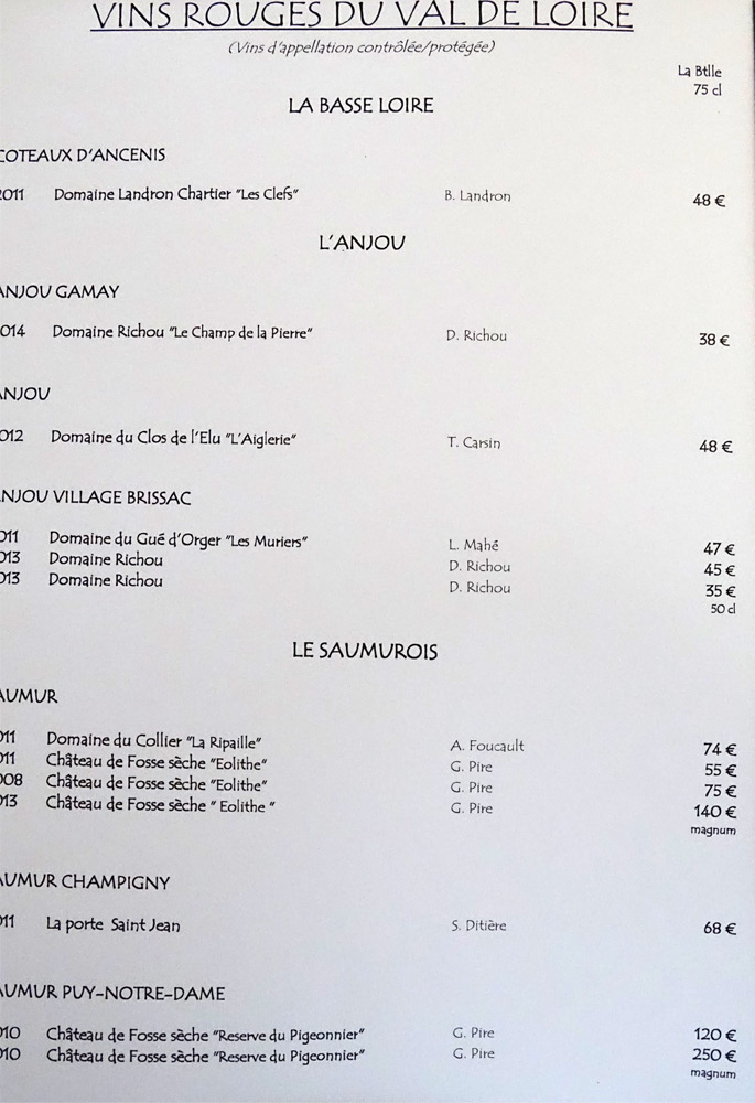 Les vins rouges du Val de Loire
