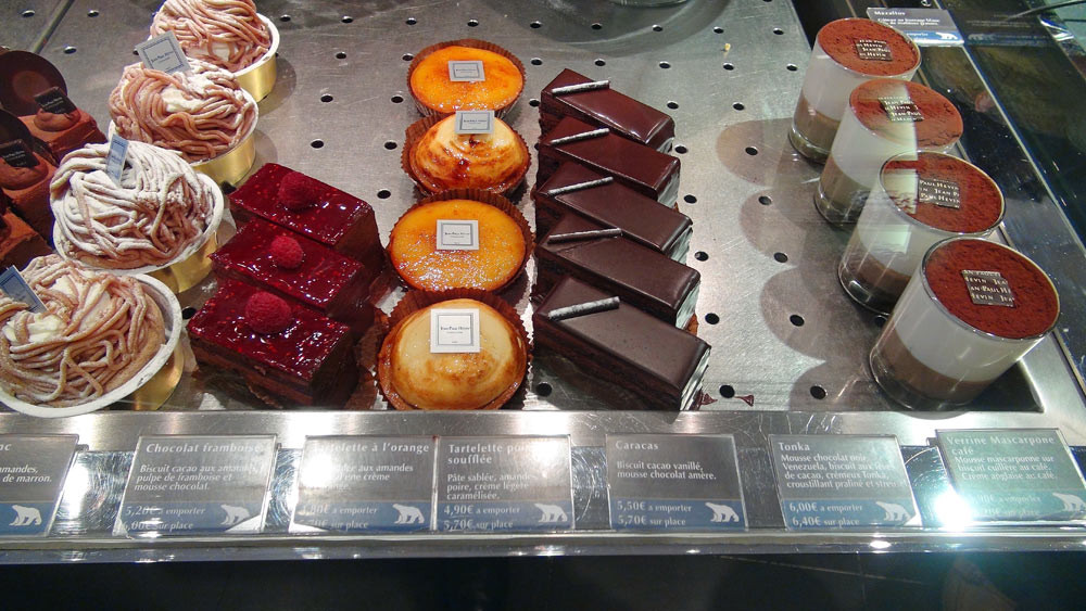 Yuzu - Mont Blanc - Chocolat/framboise - Tartelette à l'orange - Tartelette à la poire soufflée - Caracas - Verrine mascarpone/café