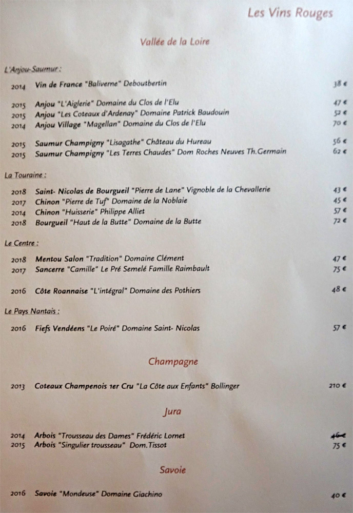 Vins rouges de la Vallée de la Loire, de Champagne, du Jura et de Savoie