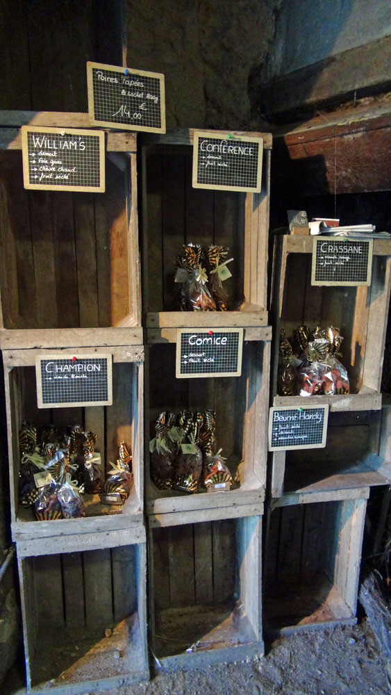 Les différentes espèces de poires tapées à la vente