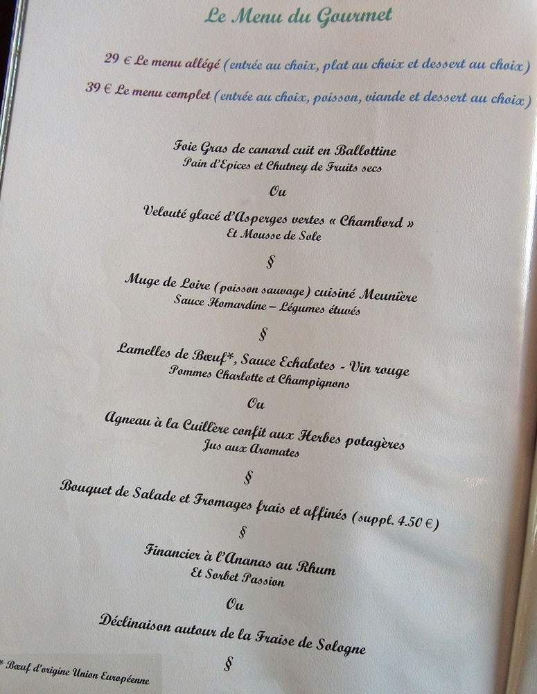 Le "Menu du Gourmet"