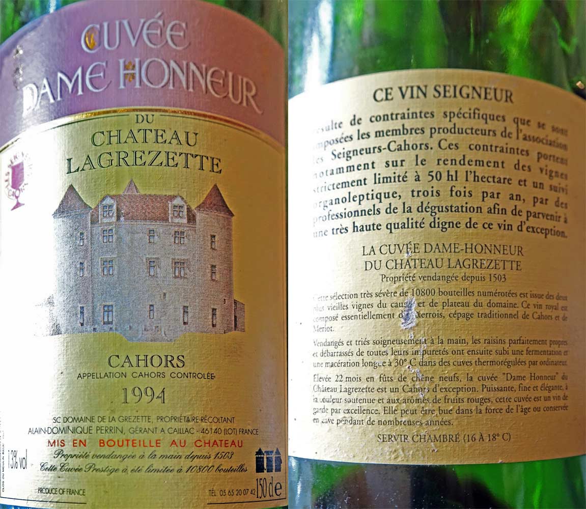 Cahors 1994 "Château Lagrezette" sur le Traditionnel pâté en croûte de pommes de terre aux truffes
