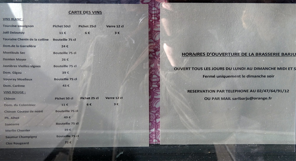 Les vins (affichage extérieur)
