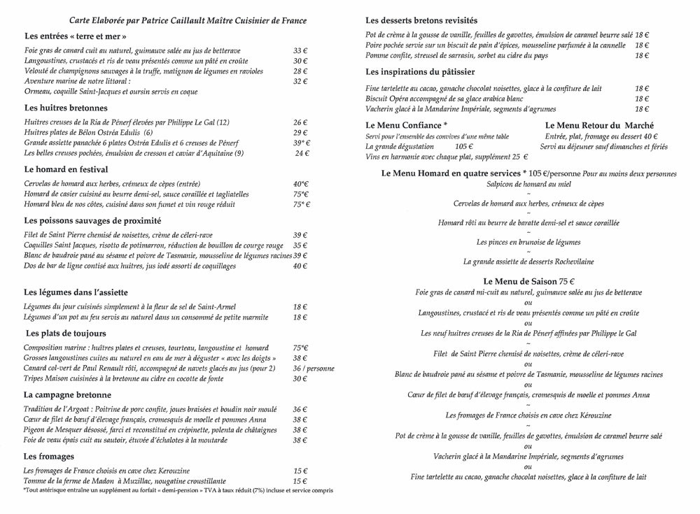 Les propositions de la Carte & des Menus