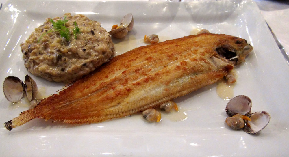 Sole à la plancha, risotto crémeux de cèpes ... et les palourdes