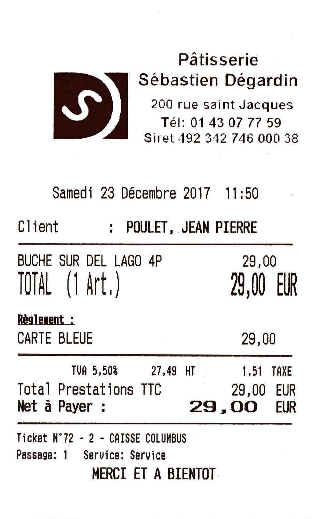 Le ticket de caisse