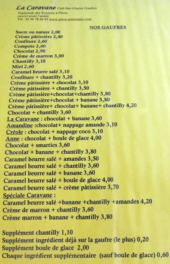 La gamme des gaufres