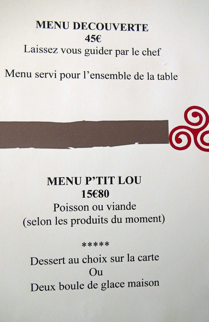 Menus Découverte et P'tit lou