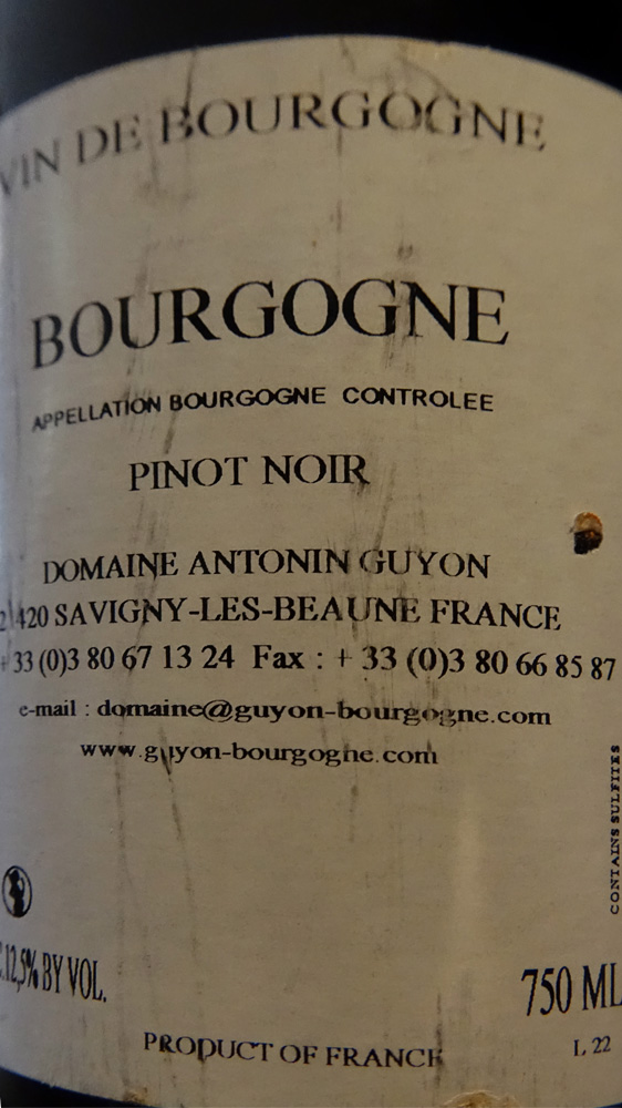 Bourgogne pinot noir - Domaine Antonin Guyon