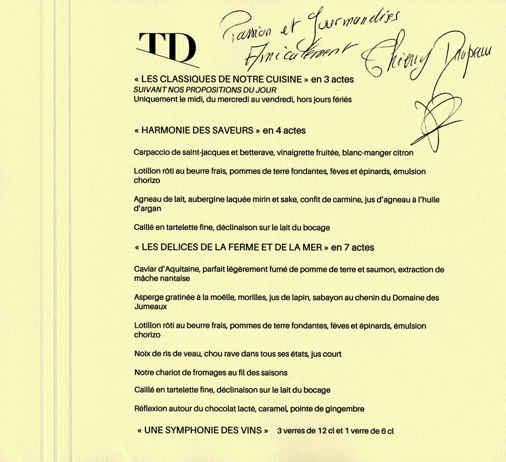 Le "Menu" dédicacé