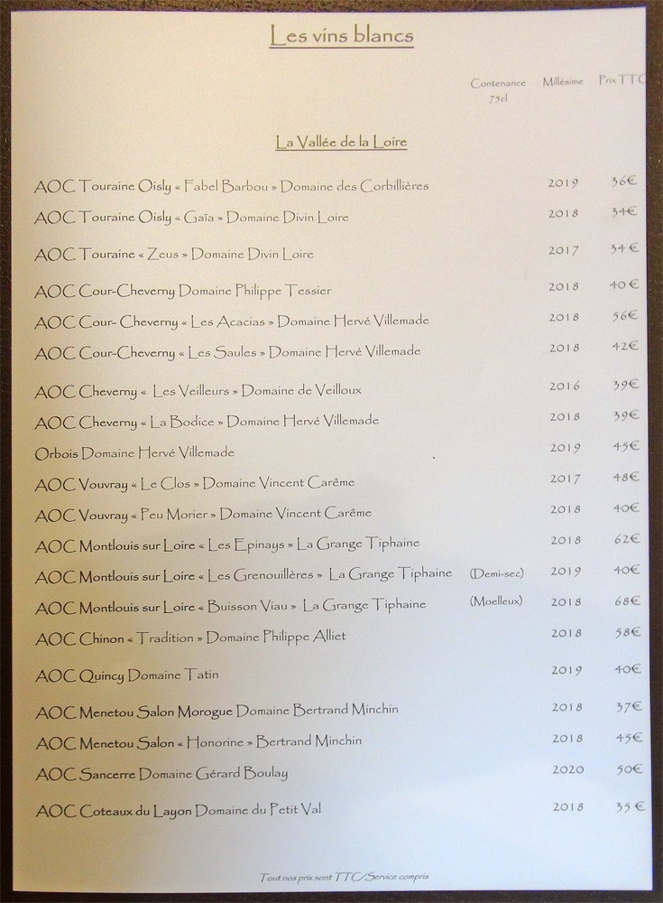 Vins blancs de la vallée de la Loire