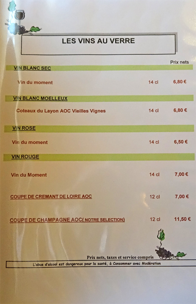 Vins au verre