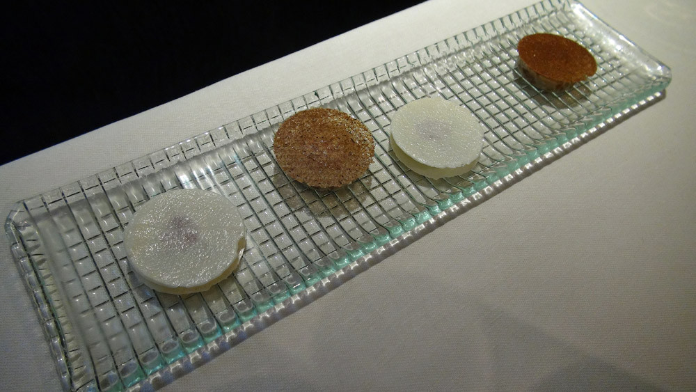 Palet amande/pomme verte/praliné noisette et Sablé aux noix et crème de son beurre