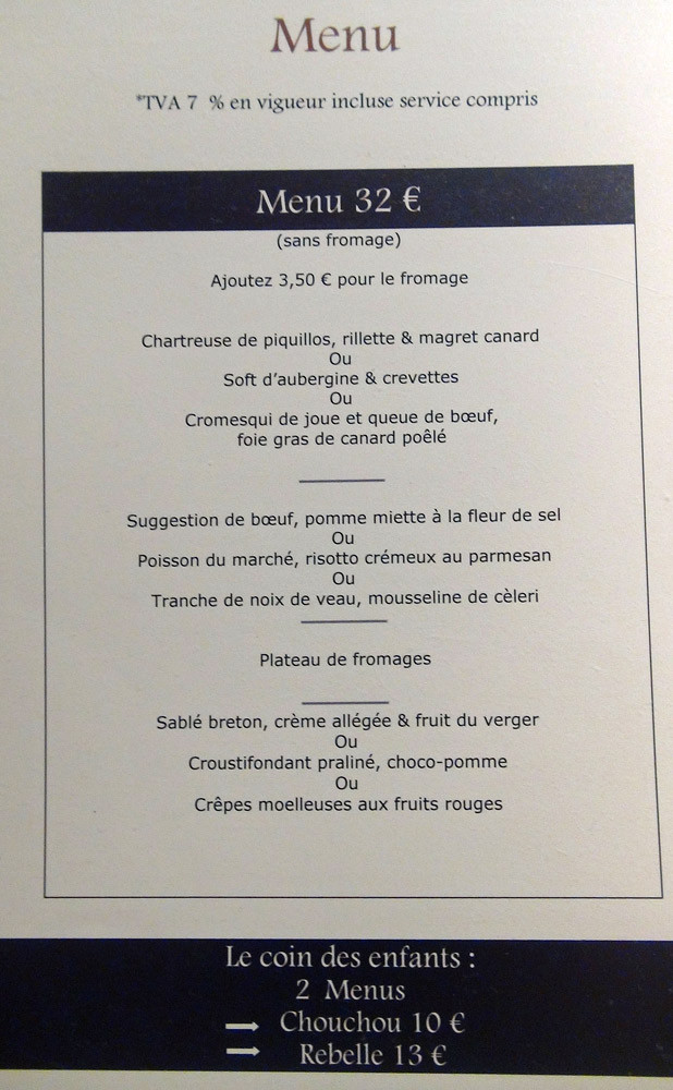 Menu à 32 € 00