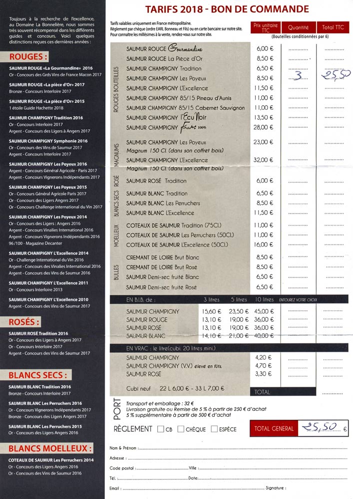 Commande Bonnelière