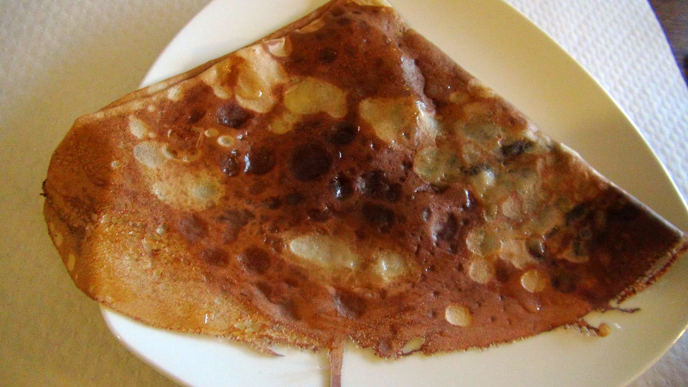Crêpe banane/chocolat (moins cuite)