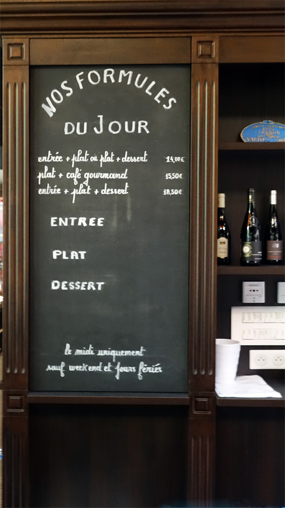 Les formules du jour à l'ardoise du jour