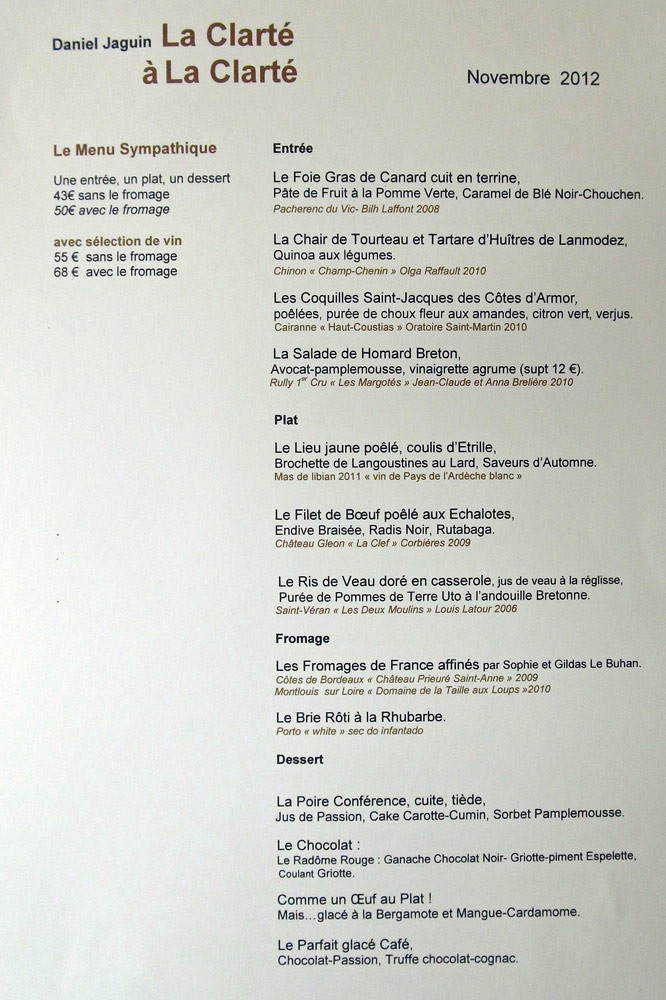 Menu "Sympathique"