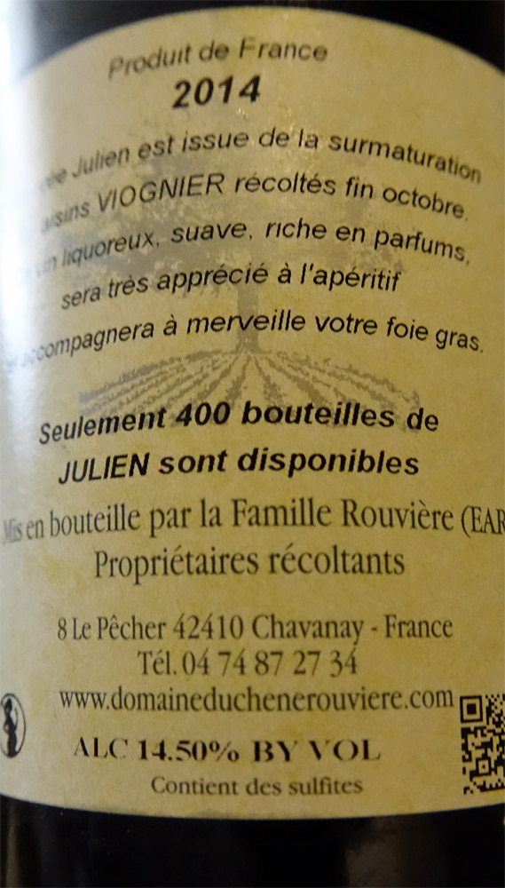 Condrieu 2014 "Julien" - Famille Rouvière