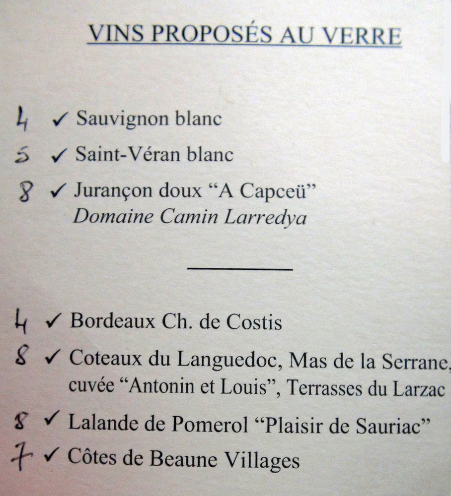Vins au verre