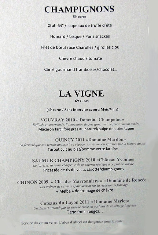 Autres menus