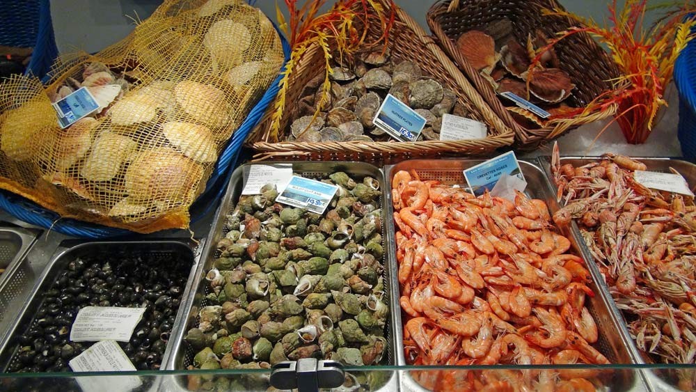 Bulot, crevette, langoustine, Saint-Jacques, huitre, bigorneau ...