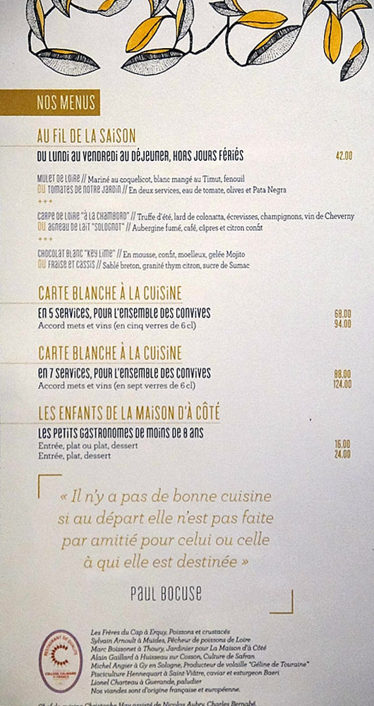 La carte et les menus