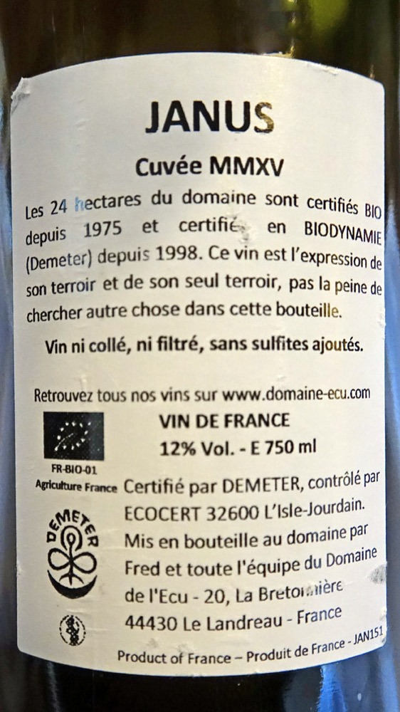 Le vin servi sur les deux plats suivants