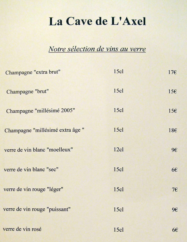 Vins au verre