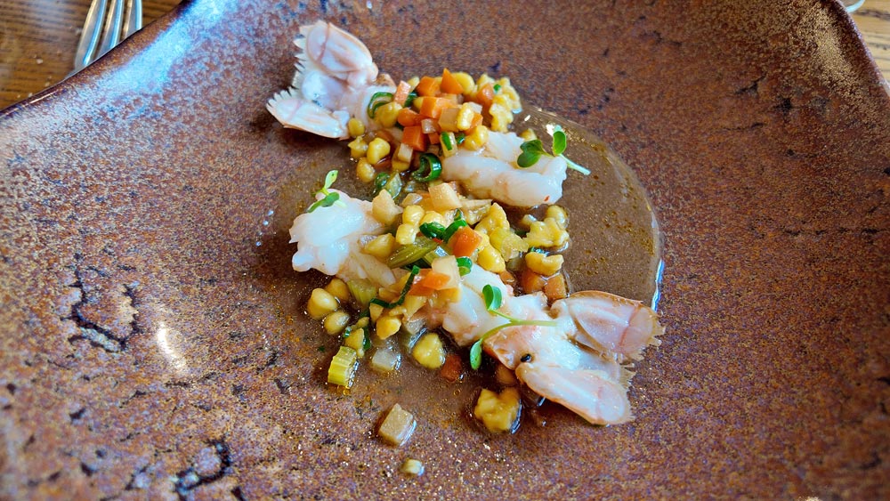 Langoustines rôties et décoction de têtes dans l’esprit d’une minestrone