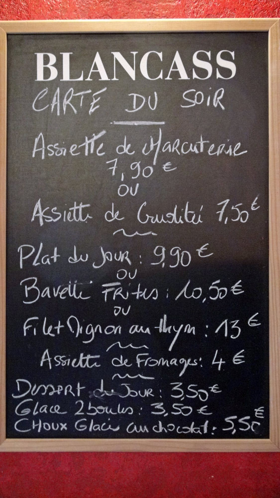 Autres plats disponibles à l'ardoise