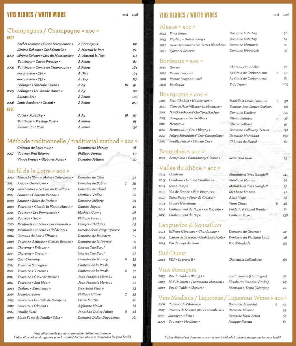 Carte des vins