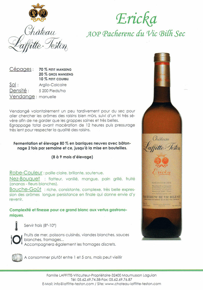 La cuvée Ericka est à la carte de La Marine
