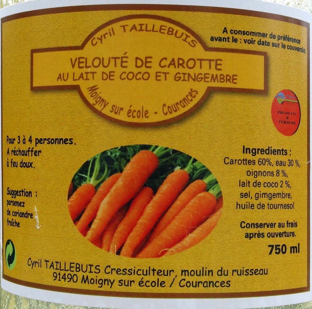 Velouté de carotte au lait de coco et gingembre