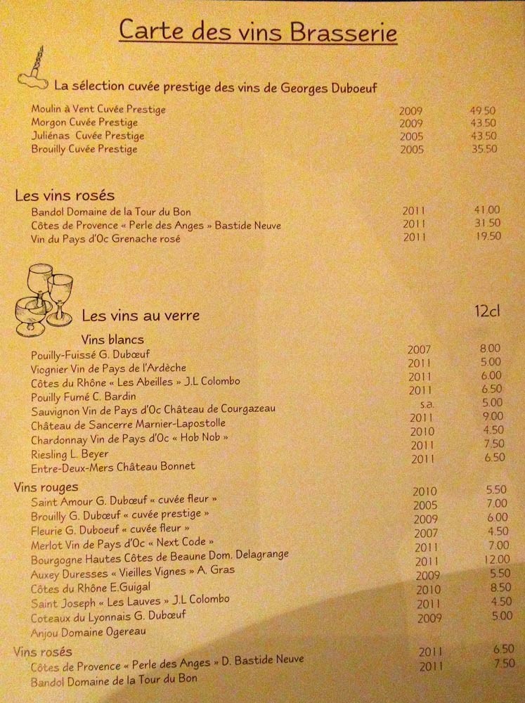 Vins au verre