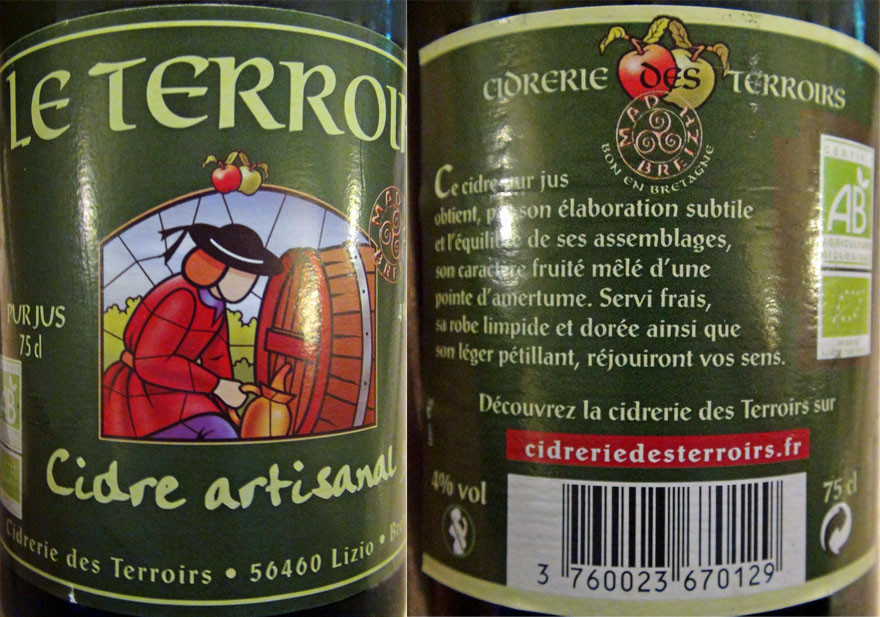 Cidre Le Terroir à partir de pommes bio)